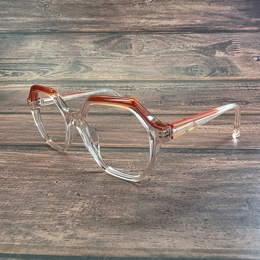 Alain‎ Mikli Paris A03167 005 Hexagonal Clear Amber Frames Italy 52-17-140